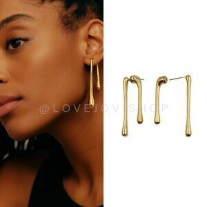 Galley Matte Gold Drip Earrings | Sculptural Molten Statement Jewelry
